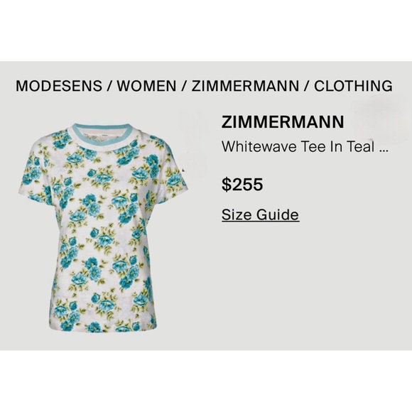 Zimmermann Whitewave Tee in Teal Poppy Floral 1 NWT - Picture 4 of 11